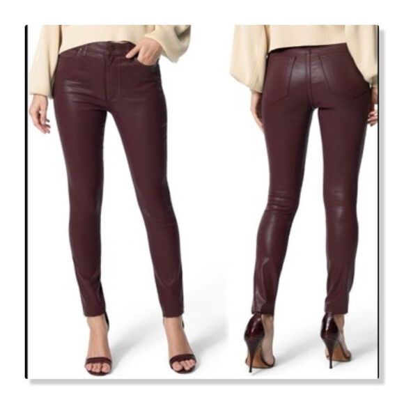 Joe's "The Charlie" Coated Ankle Skinny Jeans - size 28 in Merlot - Picture 2 of 13